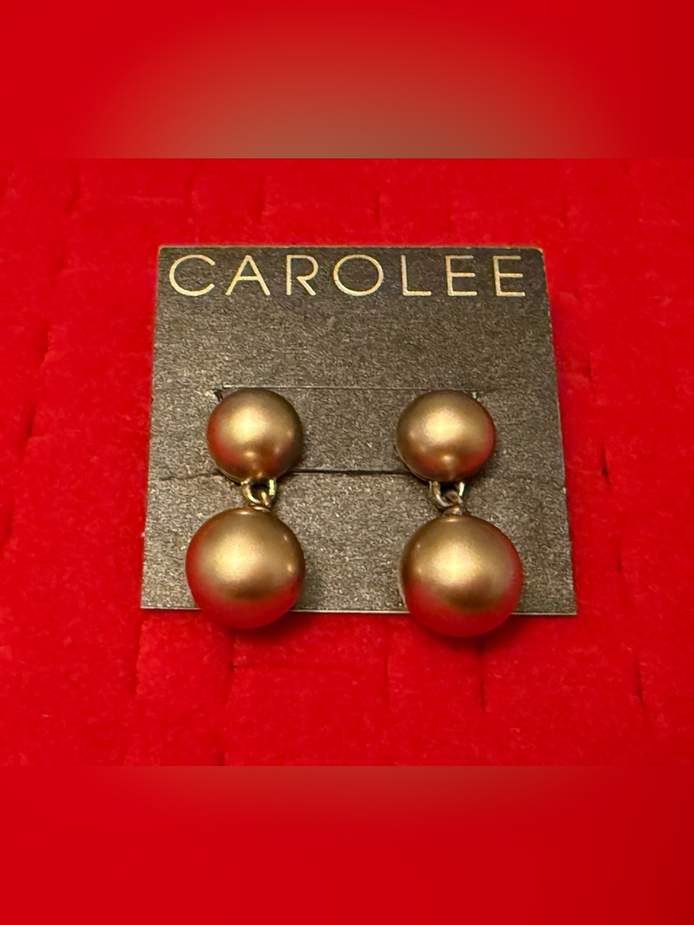 Carolee Gold Double Drop Pearl Earrings
